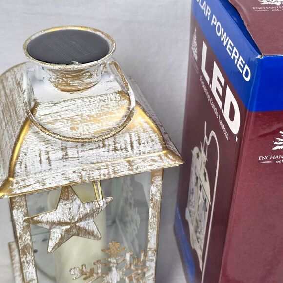 Enchanted Forest Solar LED Flicker Candle Lantern White - Picture 5 of 8